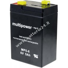 batteria di ricambio Powery  per impianti fotovoltaici Notbeleuchtungen Alarmanlagen 6V 5Ah (sostituisce anche il 4,5Ah 4Ah)