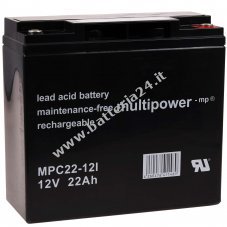 Powery Batteria ricaricabile da cambio per corrente di emergenza (USV) 12V 22Ah (sostituisce anche 17Ah 18Ah 19Ah) resiste ai cicli