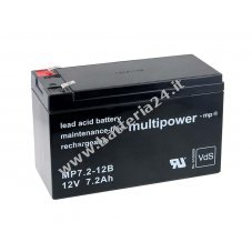 Powery batteria al piombo (multipower) MP7,2 12B VdS compatibile con YUASA tipo NP7 12L