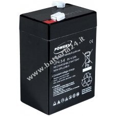 Batteria al Gel di piombo Powery per:macchine pulitrici, tagliaerba 6V 4,5Ah (sostituisce anche 4Ah 5Ah)