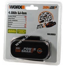 WORX Batteria WA3553 20V 4.0Ah Li Ion