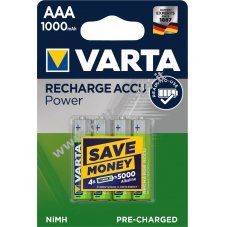 Batteria Varta  Ready2Use Micro AAA confezione da 4 pz. 1000mAh