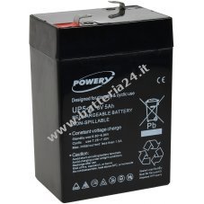 Batteria Powery al Gel di piombo per: Sedie a rotelle, scooter elettrici, veicoli elettrici 6V 5Ah (sostituisce anche 4Ah 4,5Ah)