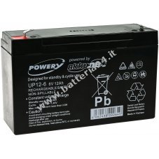 Batteria al Gel di piombo Powery per:Scooters, sedie a rotelle, scooter elettrici, veicoli elettrici 6V 12Ah (auch per 10Ah)