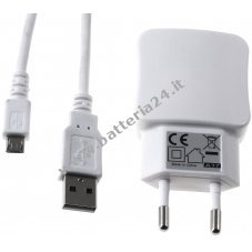 Adattatore multi ricarica con 2 USB 2,1A incl. cavo USB High Speed 2.0 con Micro USB colore bianco