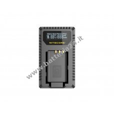 Caricatore USB Nitecore USN2 per la batteria della fotocamera Sony tipo NP BX1 / per il modello Sony DSC HX350 con LCD