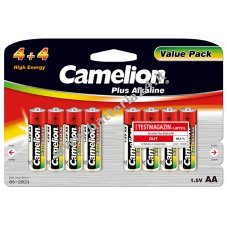 Batteria Camelion Mignon LR6 AA Plus alcalina (4+4) confezione da 8