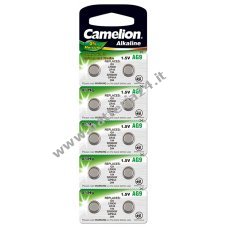 cellula a bottone Camelion, batteria per orologi LR45 / AG9 / G9 / LR936 0% HG confezione da 10