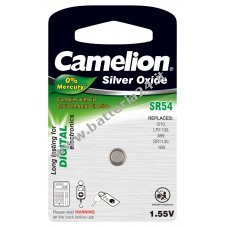 Camelion color argento  cellula a bottone in oxide  SR54/G10/LR1130/389/SR1130/189 confezione singola