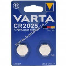 Pila a bottone al litio Varta CR2025 DL2025 in blister da 2 pezzi