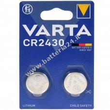 Batteria a bottone al litio Varta CR2430 3V in blister da 2 pezzi
