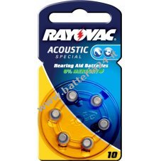 Rayovac Extra Advanced Pila per apparecchio acustico modello DA10 Blister da 6