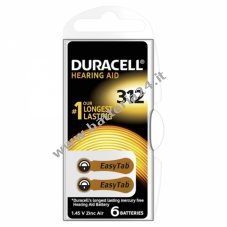 Duracell Pila per apparecchio acustico DA312 Blister da 6