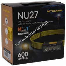 Lampada frontale Nitecore NU27 LED, lampada frontale, USB C, max. 600 lumen nero