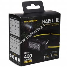 Lampada frontale Nitecore HA15 UHE LED, lampada frontale, max. 400 lumen