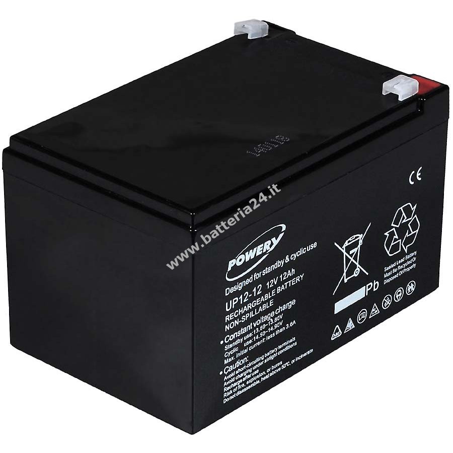 Batteria Al Gel Di Piombo 12V 12Ah/144Wh Per UPS APC RBC4, Compatibile, Con Connettore Faston F1 4,8 Mm, Esente Da Manutenzione